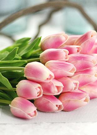 Искусственные тюльпаны  из латекса розовые - 5 штук