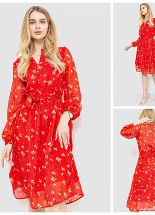 Платье с цветочным принтом цвет красный 230r006-18