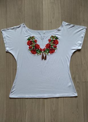 Женская вышитая футболка вышиванка футболка с вышивкой
