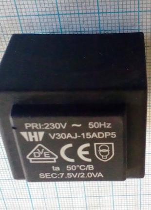 Трансформатор V30AJ-15ADP5 SEC:7.5V/2.0VA за 119.84 ₴ (7.5в 2вт)