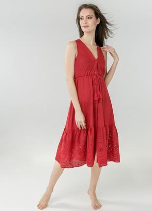 Червоне пляжне плаття з вишивкою ora 18070/3 44(m) червоний or...