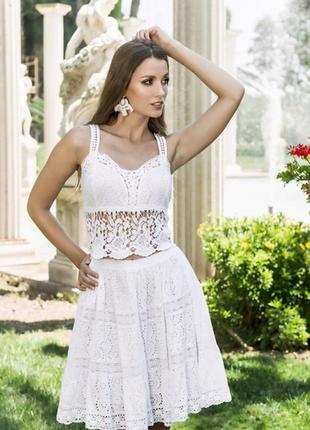 Кружевная летная юбка fresh cotton 2701 f-1c one size белый