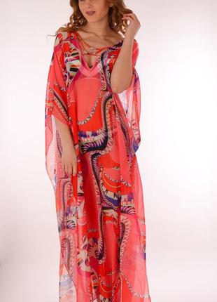 Длинное женское платье накидка argento 1100-282 one size красный