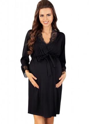 Домашний халат для беременных lupoline 3026 s/m черный