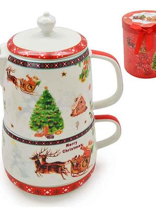 Заварник з чашкою Merry Christmas 300 / 0,45л TL00119 ТМ STENSON