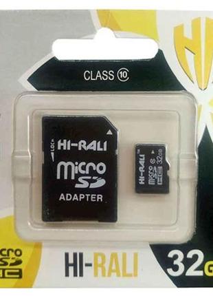 Карта памяті micro SDHC HI-RALI 32GB class10 (з адаптером) ТМ ...