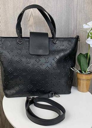 Модная женская сумка , стильная сумочка на плечо эко кожа черная