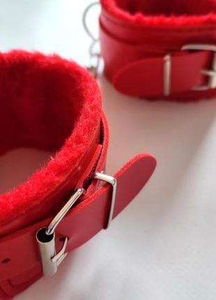 Красный меховый браслет браслеты наручники
