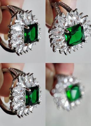 Каблучка з зеленим каменем смарагд малахіт кольцо колечко сріб...