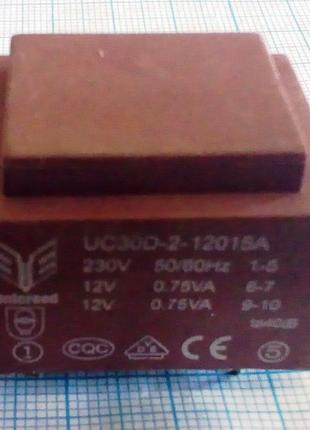 Трансформатор UC30D-2-12015A 12V 0.75VA + 12V 0.75VA за 113.12 ₴