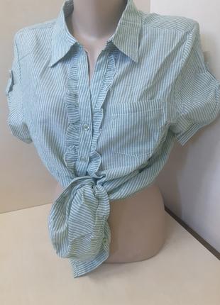 Женская летняя рубашка Хлопок с коротким рукавом 48 50 52