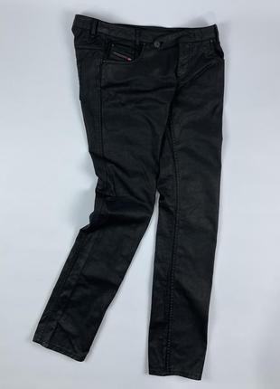 Женские ваксированные джинсы diesel black wax cotton denim jeans