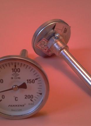 Термометр біметалічний трубчастий PAKKENS Ø63мм / від 0 до 200...