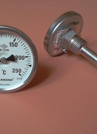 Термометр біметалічний трубчастий PAKKENS Ø63мм / Tmax = 250°З...