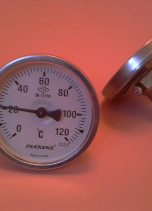 Термометр біметалічний трубчастий PAKKENS Ø63мм / Tmax = 120°С...