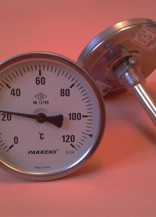 Термометр биметаллический PAKKENS Ø100мм от 0 до 120 градусов,...