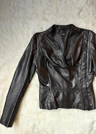 Дизайнерская натуральная кожаная куртка пиджак кожаный кожанка...