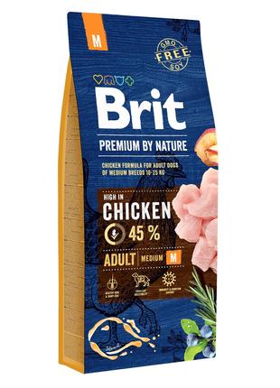 15кг Корм Brit Premium Adult M  для взрослых собак  15 кг