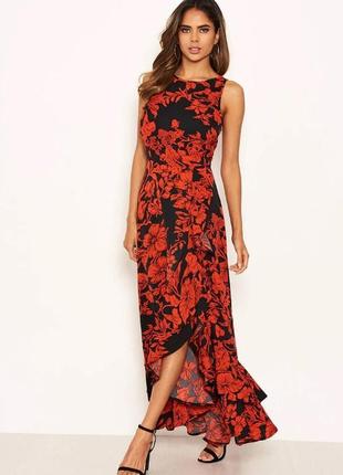 Красивое красное вечернее длинное платье ax paris