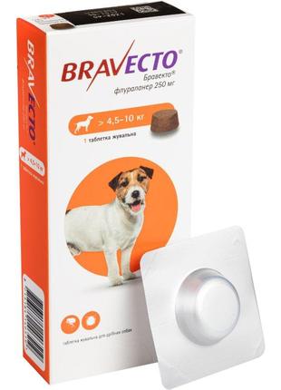 Bravecto (Бравекто) таблетка от блох и клещей 250 мг. для мале...