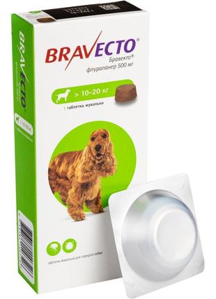 Bravecto (Бравекто) таблетка от блох и клещей 500 мг. для сред...