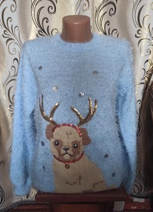 Дуже красивий новорічний светр травка george