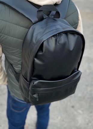 Чорний рюкзак портфель екошкіра універсальрий повсякденний