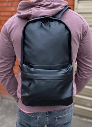 Матовый повседневный мужской женский рюкзак экокожа черный