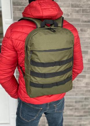 Зеленый мужской рюкзак портфель для ноутбука городской