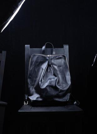 Чорний шкіряний рюкзак\дизайнерський рюкзак ручної роботи\рюкз...
