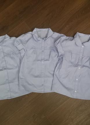 Блузки рубашка 6-7 лет 116-122 рост короткий рукав школа первы...