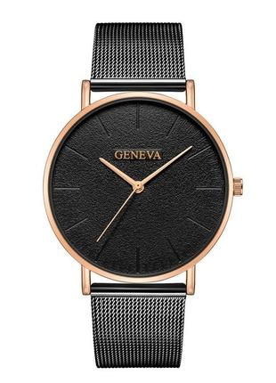 Часы женские наручные Geneva Classic steel watch черные
