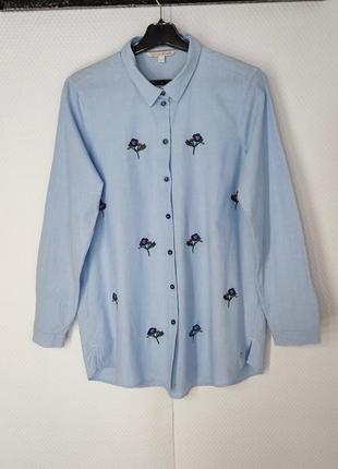 Летняя классная фирменная рубашка блуза вышиванка в цветочек