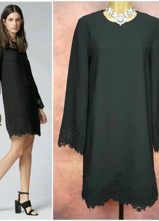 Женское черное кружевное платье с длинным рукавом ladies wareh...