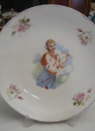 Антикварная тарелка 19 век фарфор германия №896