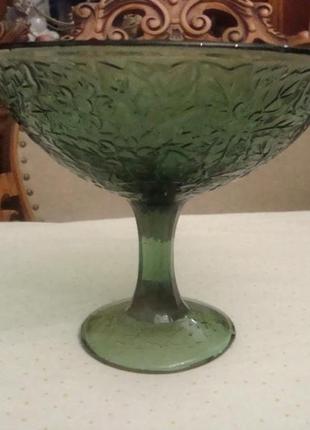 Антикварная ваза - фруктовница цветной хрусталь ссср 1930 годов