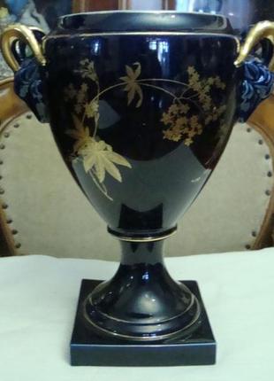 Старинная ваза кобальт позолота фарфор бавария германия