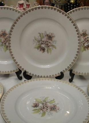 Шикарные тарелки цветы - 25 см набор 6 шт фарфор богемия чехос...