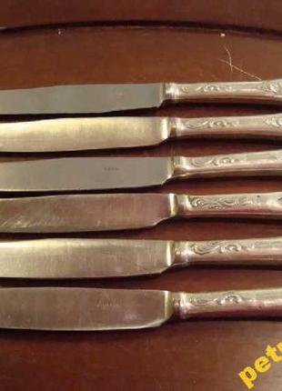 Ножи столовые - 24,5 см набор 6 шт мельхиор ссср серебрение №29