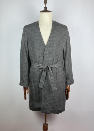Новый мужской льняной тренч cos linen gray kimono belted trench