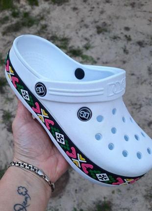 -женские тапочки croc$ белые кроксы шлёпки сланцы (размеры: 36...
