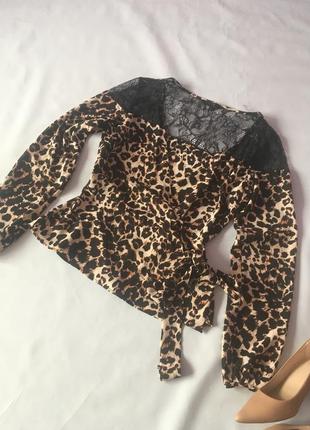 Блузка блуза леопардовый принт р.6