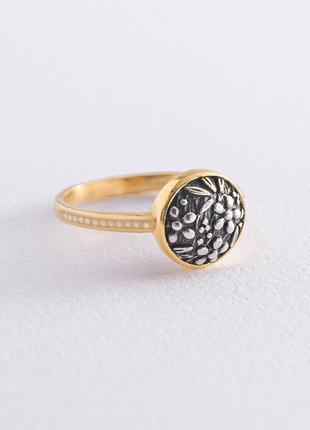 Кольцо "Цветочки" в серебре (позолота, чернение) 112530