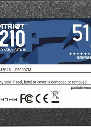 SSD Patriot P210 512GB 2.5" 7mm SATAIII 3D QLC