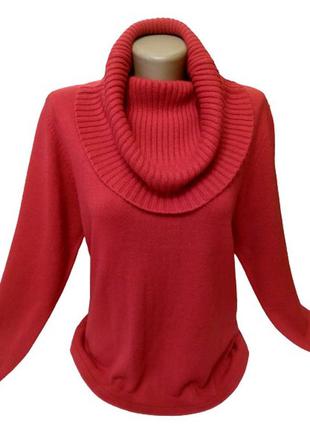 Красный свитер debbie morgan с большим воротником хомутом l-2xl