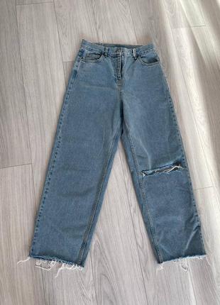 Гооубые джинсы с высокой талией на рост 170+-
