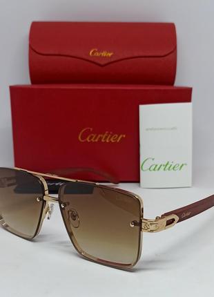 Очки в стиле cartier мужские солнцезащитные коричневый градиен...