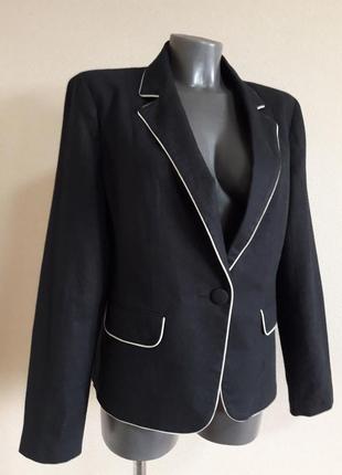 Деловой стильный,полульняной,55%лен,черный пиджак-жакет f&f,c ...