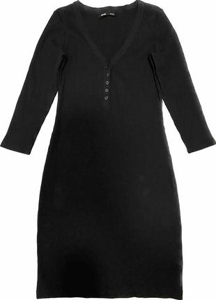 Платье sinsay черная трикотажная в рубчик, размер s