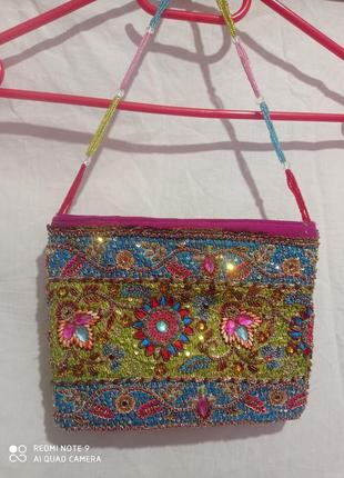 Очень красивая индийская сумочка клатч вышивка бисером бисер к...